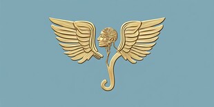 金色带翼头像图标设计