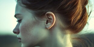 侧脸美女的优雅耳部特写