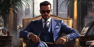 西装绅士坐于奢华室内