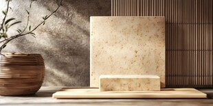 简约风石材摆件与绿植搭配