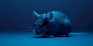 蓝色背景下的可爱小老鼠