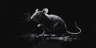 黑白艺术风下的小老鼠