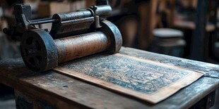 复古印刷机与精美图案