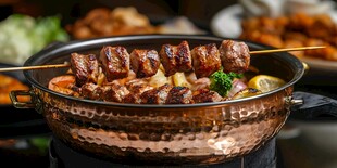 铜锅烤肉串 美味诱人呈现