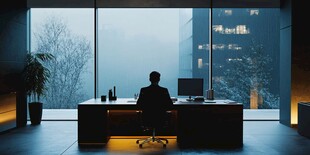 深夜办公的孤独身影