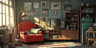 复古温馨客厅一角