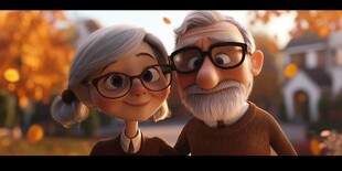 温馨相伴的老夫妇