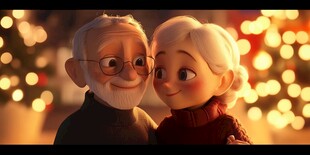 温馨老夫妇共度美好时刻