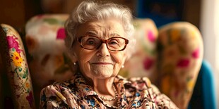 温馨一刻 慈祥老奶奶的惬意时光