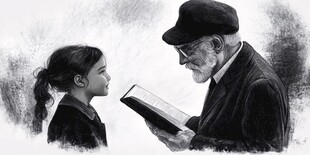 老人与女孩的阅读时刻