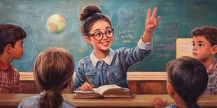 教师课堂授课互动瞬间