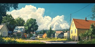 宁静乡村街景 清新田园风