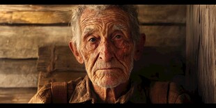 沧桑老农的沉静瞬间