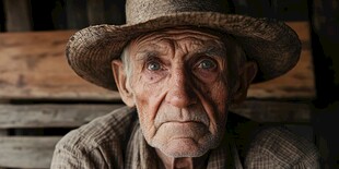 沧桑老农的深邃目光