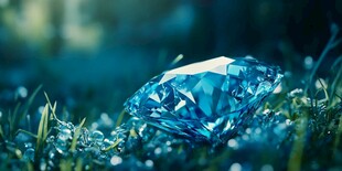 草地上的璀璨蓝色钻石