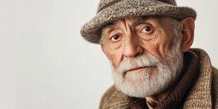 戴帽老者的温暖形象