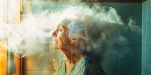 老妪吐云吞雾间的悠然时刻