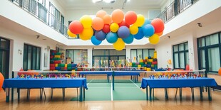 室内多彩气球布置的活动场地