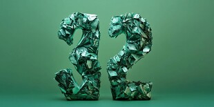 绿色破碎风数字32艺术感