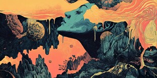 梦幻人脸与奇幻景观交融