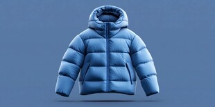 蓝色连帽保暖羽绒服展示