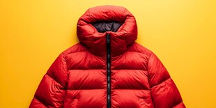 红色连帽羽绒服展示