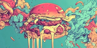 超酷涂鸦风巨型美味汉堡