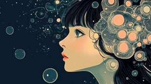 梦幻泡泡中的少女侧颜