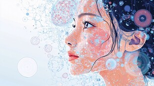 梦幻女性侧脸与科技元素