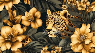 豹隐繁花间的野性魅力