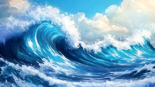 汹涌海浪绘就壮阔海洋景