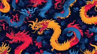 龙凤呈祥国风龙纹图案