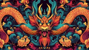 中式龙纹图案 绚丽东方风