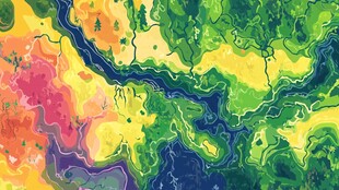 梦幻色彩的抽象河流景观