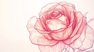 手绘粉色玫瑰线条艺术图