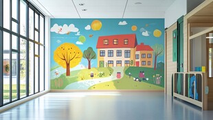 童趣校园风室内墙面彩绘