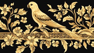 金色花鸟装饰图案