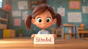 卡通女孩展示标牌Sthn Kel