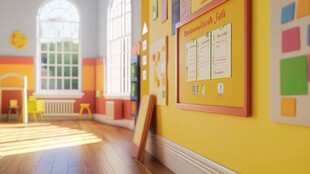 明亮童趣的幼儿园教室一角