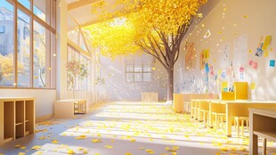 梦幻秋日主题温馨教室空间