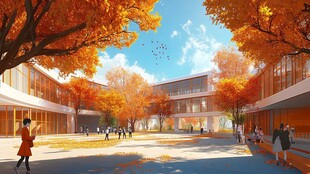 秋日校园的温馨美好景象