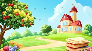 田园中的书香校园风景