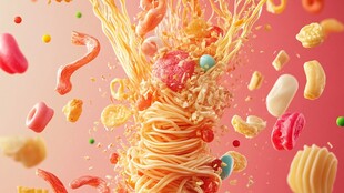 缤纷糖果面条创意爆炸瞬间