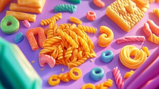 多彩趣味造型的缤纷面食