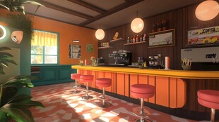 复古风温馨酒吧室内场景