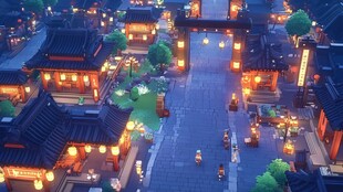 古风灯火阑珊的热闹街市