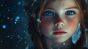 梦幻蓝眸小女孩的神秘瞬间