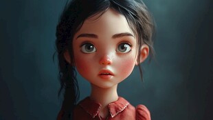 可爱大眼的精致卡通女孩