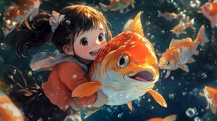 小女孩与金鱼的奇幻之约