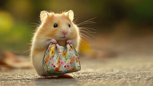 萌仓鼠手提花包超可爱